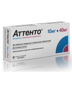 amlodipine, olmesartan medoxomil - Atteno tablets coated.pl.ob. 10 mg + 40 mg 28 pcs. newyork Pharmacy Online - newyork.buy-pharm.com