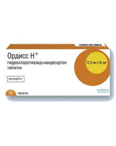 Hydrochlorothiazide, Candesartan - Ordiss H tablets 16 mg + 12.5 mg 30 pcs. newyork Pharmacy Online - newyork.buy-pharm.com