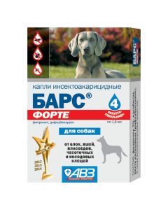 Fypronyl, dyflubenzuron - Bars Forte drops for dogs insect-acaricidal pipettes 4 pcs. newyork Pharmacy Online - newyork.buy-pharm.com