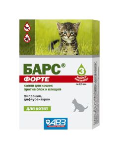 Fipronil, diflubenzuron - Bars Forte drops for cats against fleas and ticks pipette 3 pcs. newyork Pharmacy Online - newyork.buy-pharm.com