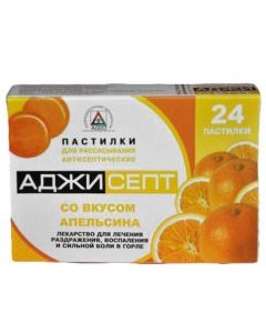 Amylmetacresol, Dyhlorbenzylov y alcohol - Agisept resorption tablets with orange, 24 pcs. newyork Pharmacy Online - newyork.buy-pharm.com